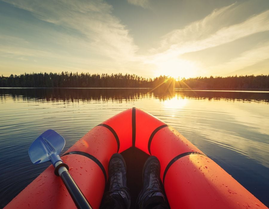 Packraft på innsjøen ved Mirow